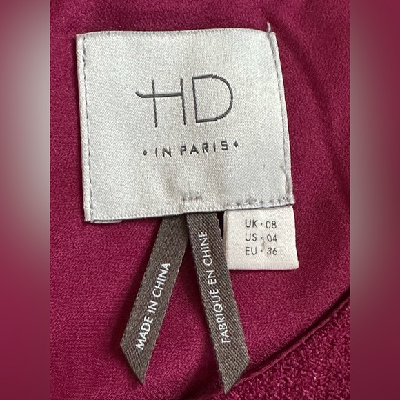 Anthropologie HD in Paris Berry Faux Leather Trim Ruffle Hem Sleeveless Sz 4 - Picture 9 of 15